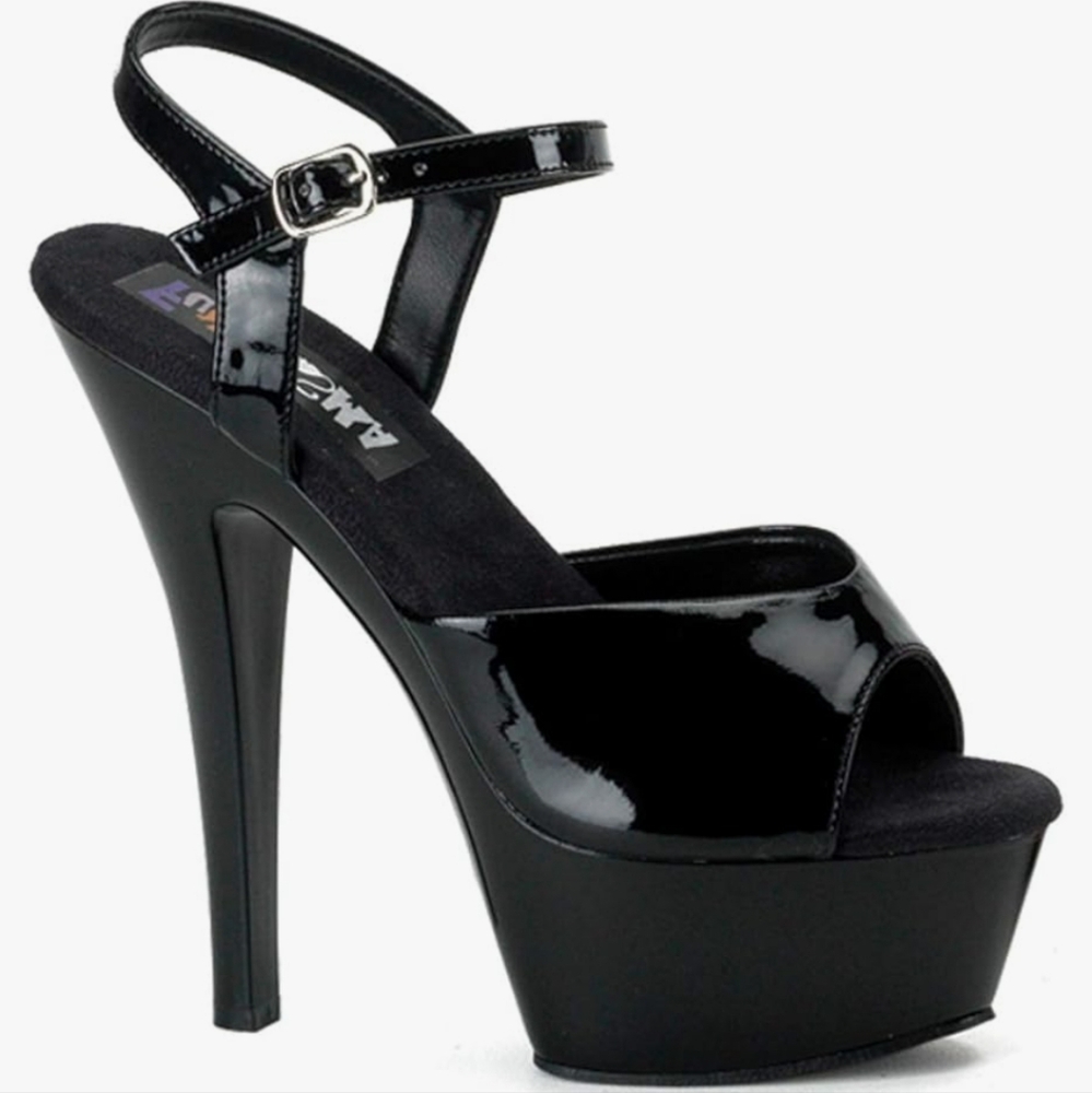 Funtasma Black Patent Flatform Heel Sandal w/ ankle strap. NIB